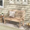 Giantex Outdoor Bench, 52-Inch Outside Bench All-Weather HDPE Park Bench with Backrest and Armrests, 705 lbs Weight Capacity, 2-Person Slatted Patio Bench for Porch, Yard, Lawn, Garden Bench (Teak)(Teak)