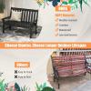 Giantex Outdoor Bench, 52-Inch Outside Bench All-Weather HDPE Park Bench with Backrest and Armrests, 705 lbs Weight Capacity, 2-Person Slatted Patio Bench for Porch, Yard, Lawn, Garden Bench (Teak)(Black)