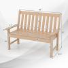 Giantex Outdoor Bench, 52-Inch Outside Bench All-Weather HDPE Park Bench with Backrest and Armrests, 705 lbs Weight Capacity, 2-Person Slatted Patio Bench for Porch, Yard, Lawn, Garden Bench (Teak)(Teak)