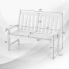 Giantex Outdoor Bench, 52-Inch Outside Bench All-Weather HDPE Park Bench with Backrest and Armrests, 705 lbs Weight Capacity, 2-Person Slatted Patio Bench for Porch, Yard, Lawn, Garden Bench (Teak)(White)