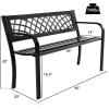 Giantex Outdoor Bench, Garden Bench with Iron Steel Frame, PVC Backrest, Mesh Pattern, Ergonomic Armrests, 500 lbs Metal Outside Bench for Patio Park Porch Lawn Yard Balcony Path Entryway Deck(46”L x 20”W x 30”H)