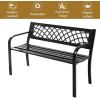 Giantex Outdoor Bench, Garden Bench with Iron Steel Frame, PVC Backrest, Mesh Pattern, Ergonomic Armrests, 500 lbs Metal Outside Bench for Patio Park Porch Lawn Yard Balcony Path Entryway Deck(46”L x 20”W x 30”H)