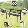 Giantex Outdoor Bench, Garden Bench with Iron Steel Frame, PVC Backrest, Mesh Pattern, Ergonomic Armrests, 500 lbs Metal Outside Bench for Patio Park Porch Lawn Yard Balcony Path Entryway Deck(46”L x 20”W x 30”H)