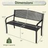 Giantex Outdoor Bench, Garden Bench with Iron Steel Frame, PVC Backrest, Mesh Pattern, Ergonomic Armrests, 500 lbs Metal Outside Bench for Patio Park Porch Lawn Yard Balcony Path Entryway Deck(50″×24″×33.5″)