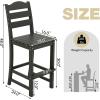 Giantex Outdoor HDPE Bar Stool, Patio Tall Bar Chair with Backrest and Footrest, 30 Inches Counter Height Barstools for Garden, Backyard, Weather Resistance, Easy Maintenance (2, Black)(Black)
