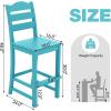 Giantex Outdoor HDPE Bar Stool, Patio Tall Bar Chair with Backrest and Footrest, 30 Inches Counter Height Barstools for Garden, Backyard, Weather Resistance, Easy Maintenance (2, Black)(Turquoise)