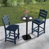 Giantex Outdoor HDPE Bar Stool, Patio Tall Bar Chair with Backrest and Footrest, 30 Inches Counter Height Barstools for Garden, Backyard, Weather Resistance, Easy Maintenance (2, Black)(Navy)