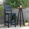 Giantex Outdoor HDPE Bar Stool, Patio Tall Bar Chair with Backrest and Footrest, 30 Inches Counter Height Barstools for Garden, Backyard, Weather Resistance, Easy Maintenance (2, Black)(Navy)