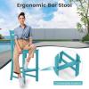 Giantex Outdoor HDPE Bar Stool, Patio Tall Bar Chair with Backrest and Footrest, 30 Inches Counter Height Barstools for Garden, Backyard, Weather Resistance, Easy Maintenance (2, Black)(Turquoise)