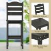 Giantex Outdoor HDPE Bar Stool, Patio Tall Bar Chair with Backrest and Footrest, 30 Inches Counter Height Barstools for Garden, Backyard, Weather Resistance, Easy Maintenance (2, Black)(Black)