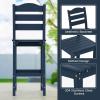 Giantex Outdoor HDPE Bar Stool, Patio Tall Bar Chair with Backrest and Footrest, 30 Inches Counter Height Barstools for Garden, Backyard, Weather Resistance, Easy Maintenance (2, Black)(Navy)