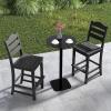 Giantex Outdoor HDPE Bar Stool, Patio Tall Bar Chair with Backrest and Footrest, 30 Inches Counter Height Barstools for Garden, Backyard, Weather Resistance, Easy Maintenance (2, Black)(Black)