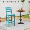 Giantex Outdoor HDPE Bar Stool, Patio Tall Bar Chair with Backrest and Footrest, 30 Inches Counter Height Barstools for Garden, Backyard, Weather Resistance, Easy Maintenance (2, Black)(Turquoise)
