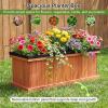 Giantex Outdoor Raised Garden Bed, 40” x 13” x 12” Pine Wood Planter Box with 3 Drainage Holes, Removable Bottom & Bed Liner, Rectangular Flower Container for Vegetables, Herbs, Indoor & Outdoor(Orange)