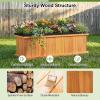 Giantex Outdoor Raised Garden Bed, 40” x 13” x 12” Pine Wood Planter Box with 3 Drainage Holes, Removable Bottom & Bed Liner, Rectangular Flower Container for Vegetables, Herbs, Indoor & Outdoor(Orange)