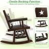 Giantex Outdoor Rocking Bench, Patio Loveseat Rocker for 2 w/Ergonomic Back & Log Arms, Carbonized Fir Wood Frame, Wooden Double Rocking Chair for Porch, Garden, 710 LB Capacity, Rustic Brown (2)(2)
