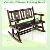 Giantex Outdoor Rocking Bench, Patio Loveseat Rocker for 2 w/Ergonomic Back & Log Arms, Carbonized Fir Wood Frame, Wooden Double Rocking Chair for Porch, Garden, 710 LB Capacity, Rustic Brown (2)(1)