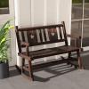 Giantex Outdoor Rocking Bench, Patio Loveseat Rocker for 2 w/Ergonomic Back & Log Arms, Carbonized Fir Wood Frame, Wooden Double Rocking Chair for Porch, Garden, 710 LB Capacity, Rustic Brown (2)(1)