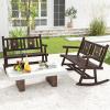 Giantex Outdoor Rocking Bench, Patio Loveseat Rocker for 2 w/Ergonomic Back & Log Arms, Carbonized Fir Wood Frame, Wooden Double Rocking Chair for Porch, Garden, 710 LB Capacity, Rustic Brown (2)(2)