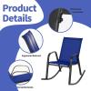 Giantex Outdoor Rocking Chairs Set of 2, Patio Rocking Chairs w/Breathable Seat & Back, Heavy-Duty Metal Support, Ergonomic Outside Rocker for Backyard, Poolside, Garden (1, Grey)(Navy)