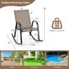 Giantex Outdoor Rocking Chairs Set of 2, Patio Rocking Chairs w/Breathable Seat & Back, Heavy-Duty Metal Support, Ergonomic Outside Rocker for Backyard, Poolside, Garden (1, Grey)(Brown)