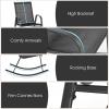 Giantex Outdoor Rocking Chairs Set of 2, Patio Rocking Chairs w/Breathable Seat & Back, Heavy-Duty Metal Support, Ergonomic Outside Rocker for Backyard, Poolside, Garden (1, Grey)(Black)