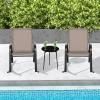 Giantex Outdoor Rocking Chairs Set of 2, Patio Rocking Chairs w/Breathable Seat & Back, Heavy-Duty Metal Support, Ergonomic Outside Rocker for Backyard, Poolside, Garden (1, Grey)(Brown)