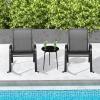Giantex Outdoor Rocking Chairs Set of 2, Patio Rocking Chairs w/Breathable Seat & Back, Heavy-Duty Metal Support, Ergonomic Outside Rocker for Backyard, Poolside, Garden (1, Grey)(Black)
