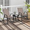 Giantex Outdoor Rocking Chairs Set of 2, Patio Rocking Chairs w/Breathable Seat & Back, Heavy-Duty Metal Support, Ergonomic Outside Rocker for Backyard, Poolside, Garden (1, Grey)(Brown)
