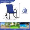 Giantex Outdoor Rocking Chairs Set of 2, Patio Rocking Chairs w/Breathable Seat & Back, Heavy-Duty Metal Support, Ergonomic Outside Rocker for Backyard, Poolside, Garden (1, Grey)(Navy)