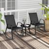 Giantex Outdoor Rocking Chairs Set of 2, Patio Rocking Chairs w/Breathable Seat & Back, Heavy-Duty Metal Support, Ergonomic Outside Rocker for Backyard, Poolside, Garden (1, Grey)(Black)