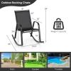 Giantex Outdoor Rocking Chairs Set of 2, Patio Rocking Chairs w/Breathable Seat & Back, Heavy-Duty Metal Support, Ergonomic Outside Rocker for Backyard, Poolside, Garden (1, Grey)(Black)