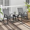 Giantex Outdoor Rocking Chairs Set of 2, Patio Rocking Chairs w/Breathable Seat & Back, Heavy-Duty Metal Support, Ergonomic Outside Rocker for Backyard, Poolside, Garden (1, Grey)(Grey)