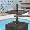 Giantex Outdoor Side Table with Umbrella Stand, 175 lbs Fillable Weighted Bag, Adjustable Umbrella Table Tray, 2 Wheels and 2 Handles, Umbrella Base with Storage for Patio Deck Garden Poolside (Black)(Coffee)