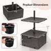Giantex Outdoor Side Table with Umbrella Stand, 175 lbs Fillable Weighted Bag, Adjustable Umbrella Table Tray, 2 Wheels and 2 Handles, Umbrella Base with Storage for Patio Deck Garden Poolside (Black)(Coffee)