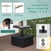 Giantex Outdoor Side Table with Umbrella Stand, 175 lbs Fillable Weighted Bag, Adjustable Umbrella Table Tray, 2 Wheels and 2 Handles, Umbrella Base with Storage for Patio Deck Garden Poolside (Black)(Black)