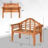 Giantex Outdoor Wood Bench, 4 Ft Foldable Eucalyptus Garden Bench, Two Person Loveseat Chair Solid with Curved Backrest and Armrest Ideal for Patio, Porch or Balcony (Teak)(Teak)