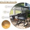 Giantex Outdoor Wood Rocking Chair – Patio Rocking Chair with Solid Rubber Wood Frame, Slat Back, Outside & Indoor Rocker for Garden, Poolside, Balcony, Backyard, Lawn, Front Porch Rocker, Natural(Black)