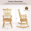 Giantex Outdoor Wood Rocking Chair – Patio Rocking Chair with Solid Rubber Wood Frame, Slat Back, Outside & Indoor Rocker for Garden, Poolside, Balcony, Backyard, Lawn, Front Porch Rocker, Natural(Natural)