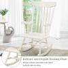 Giantex Outdoor Wood Rocking Chair – Patio Rocking Chair with Solid Rubber Wood Frame, Slat Back, Outside & Indoor Rocker for Garden, Poolside, Balcony, Backyard, Lawn, Front Porch Rocker, Natural(White)