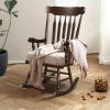 Giantex Outdoor Wood Rocking Chair – Patio Rocking Chair with Solid Rubber Wood Frame, Slat Back, Outside & Indoor Rocker for Garden, Poolside, Balcony, Backyard, Lawn, Front Porch Rocker, Natural(Dark Coffee)
