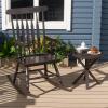Giantex Outdoor Wood Rocking Chair – Patio Rocking Chair with Solid Rubber Wood Frame, Slat Back, Outside & Indoor Rocker for Garden, Poolside, Balcony, Backyard, Lawn, Front Porch Rocker, Natural(Dark Coffee)
