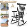 Giantex Outdoor Wood Rocking Chair – Patio Rocking Chair with Solid Rubber Wood Frame, Slat Back, Outside & Indoor Rocker for Garden, Poolside, Balcony, Backyard, Lawn, Front Porch Rocker, Natural(Black)