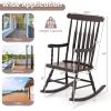 Giantex Outdoor Wood Rocking Chair – Patio Rocking Chair with Solid Rubber Wood Frame, Slat Back, Outside & Indoor Rocker for Garden, Poolside, Balcony, Backyard, Lawn, Front Porch Rocker, Natural(Dark Coffee)