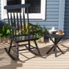 Giantex Outdoor Wood Rocking Chair – Patio Rocking Chair with Solid Rubber Wood Frame, Slat Back, Outside & Indoor Rocker for Garden, Poolside, Balcony, Backyard, Lawn, Front Porch Rocker, Natural(Black)