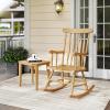 Giantex Outdoor Wood Rocking Chair – Patio Rocking Chair with Solid Rubber Wood Frame, Slat Back, Outside & Indoor Rocker for Garden, Poolside, Balcony, Backyard, Lawn, Front Porch Rocker, Natural(Natural)