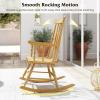 Giantex Outdoor Wood Rocking Chair – Patio Rocking Chair with Solid Rubber Wood Frame, Slat Back, Outside & Indoor Rocker for Garden, Poolside, Balcony, Backyard, Lawn, Front Porch Rocker, Natural(Natural)