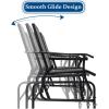 Giantex Patio Bench Glider Chair with Metal Frame, Center Tempered Glass Table, Outside Double Rocking Swing Loveseat for Porch, Garden, Poolside, Balcony, Lawn Rocker Outdoor Glider Bench(Gray)(Grey)