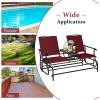 Giantex Patio Bench Glider Chair with Metal Frame, Center Tempered Glass Table, Outside Double Rocking Swing Loveseat for Porch, Garden, Poolside, Balcony, Lawn Rocker Outdoor Glider Bench(Gray)(Burgundy)