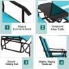 Giantex Patio Bench Glider Chair with Metal Frame, Center Tempered Glass Table, Outside Double Rocking Swing Loveseat for Porch, Garden, Poolside, Balcony, Lawn Rocker Outdoor Glider Bench(Gray)(Turquoise)